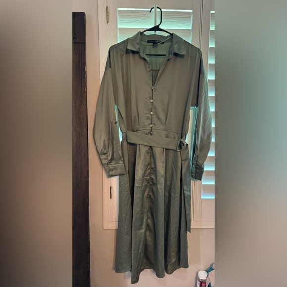 French Connection Sage Green Long Sleeve Dress - Picture 1 of 7